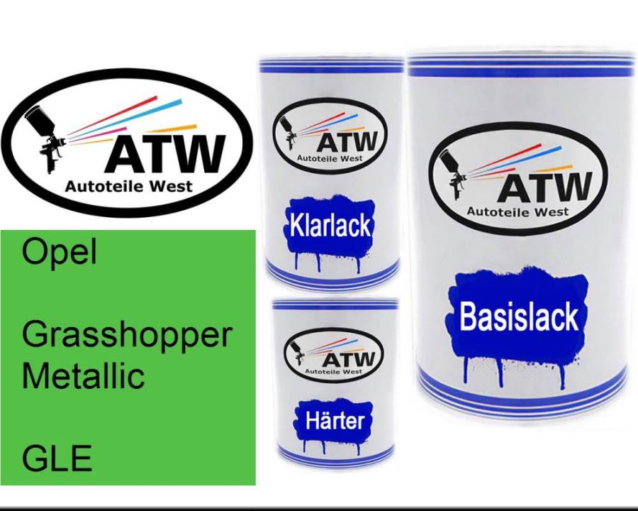 Opel, Grasshopper Metallic, GLE: 500ml Lackdose + 500ml Klarlack + 250ml Härter - Set, von ATW Autoteile West.